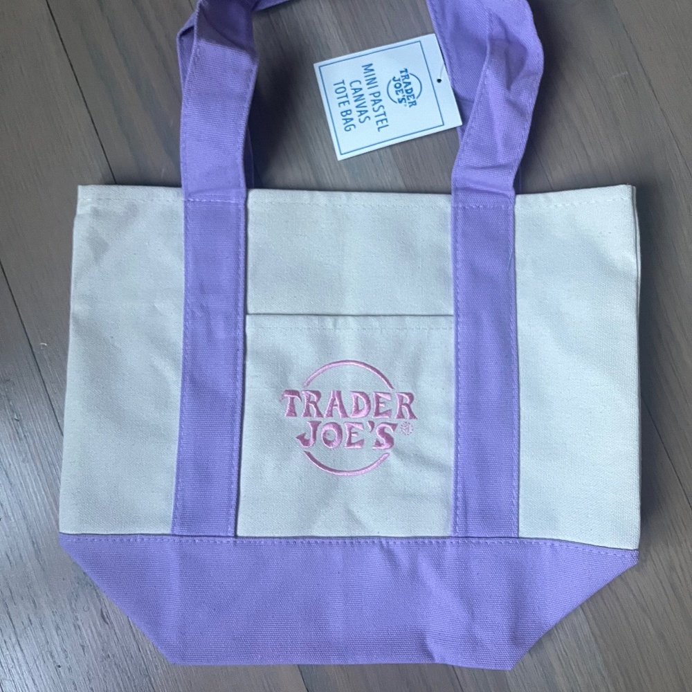Trader Joe’s Mini  Canvas  Tote -  Pastel  Lavender  NWT